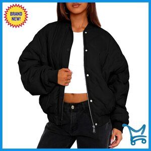 Quilted Bomber Jacket Lightweight Cropped Puffer Zip Up Outerwear Pockets